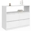 Image de Commode 4 tiroirs TOMI 100 cm avec niche bois blanc