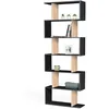 Image de Etagère bibliothèque SOFIA forme S bois façon hêtre et noir 189 cm