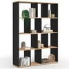 Image de Etagère bibliothèque JENA 4 niveaux noir et effet bois 143 cm