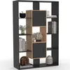 Image de Etagère bibliothèque COLETTE avec 11 compartiments et 2 cases noir et effet bois 143 cm
