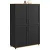 Image de Buffet haut H. 125 cm VITO 4 portes noir et bois