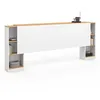 Image de Tête de lit sur pied extensible avec chevets coulissants CATBA pour lit 140 et 160 cm blanc et façon bois