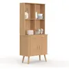 Image de Buffet de cuisine 80 CM ROMIE 2 portes + tiroir effet lattes tasseau de bois