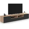 Image de Meuble TV 180 cm ELI bois façon hêtre portes noires