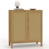 Image de Buffet d'appoint vintage 2 portes 70 cm HANAE effet naturel cannage