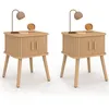 Image de Lot de 2 tables de chevet ROMIE effet lattes 2 portes coulissantes