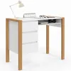 Image de Bureau scandinave HUGO avec 3 tiroirs et niche blanc et bois