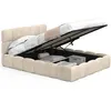 Image de Lit coffre double NUAGE avec tête de lit matelassée et sommier 140 x 190 cm velours beige