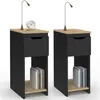 Image de Lot de 2 tables de chevet étroites ANOUK 1 tiroir avec niche noir et bois