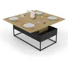 Image de Table basse plateau relevable rectangulaire convertible en table à manger BOSTON 100 cm design industriel