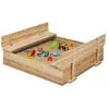 Image de Bac à sable FUNNY bois refermable avec 2 bancs et bâches de protection
