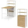 Image de Bureau bibliothèque pliable RAY plateau rabattable bois façon hêtre et blanc