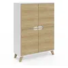 Image de Meuble de rangement 4 portes HELSINKI scandinave blanc et bois