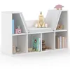 Image de Bibliothèque banc OSCAR 6 cases avec coussins gris 102 cm blanc