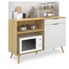 Image de Buffet bas de cuisine 120 CM OLAF plan de travail H.83 cm 1 porte + 1 tiroir façon hêtre et blanc