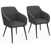 Image de Lot de 2 chaises de salle à manger, fauteuils de table JANY en velours côtelé gris