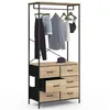 Image de Dressing penderie L. 80 cm UTAH avec 6 bacs en tissu bois et noir