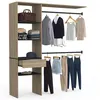 Image de Kit dressing MELINE 160 x 40 x 180 cm hêtre avec étagères noires + tiroir + double penderie