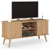 Image de Meuble TV 110 cm JULIETTE 2 portes lattes tasseau bois coloris chêne