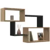 Image de Etagère murale double position LOUANE bois façon hêtre et noir