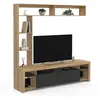 Image de Ensemble meuble TV et étagères 170 cm MALO bois et placard noir