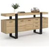 Image de Buffet 180 cm PHOENIX XXL 4 portes avec 3 tiroirs bois et noir