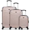 Image de wave paris - lot de 3 - valise grand format, valise weekend et valise cabine xxs congo - rose dore