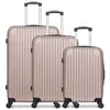 Image de hero - lot de 3 - valise grand format, valise weekend et valise cabine carpates - rose dore