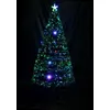 Image de Sapin de Noël artificiel lumineux fibre optique LED multicolore + support pied Ø 60 x 120H cm 130 branches étoile sommet brillante vert