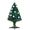 Image de Sapin de Noël artificiel lumineux fibre optique LED multicolore + support pied Ø 45 x 90H cm 90 branches étoile sommet brillante vert