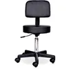 Image de Tabouret massage à roulettes réglable en hauteur pivotant avec dossier ergonomique noir