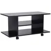 Image de Meuble tv bas table basse a roulettes en panneaux de particules noir
