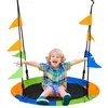 Image de Balançoire nid d'oiseau ronde balançoire panier Ø 100 cm 2 anneaux inclus métal époxy PP Oxford haute densité drapeaux multicolores