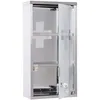 Image de Armoire à pharmacie 2 étagères 3 niveaux verrouillable porte verre trempé dépoli logo croix 25L x 12l x 48H cm acier inox
