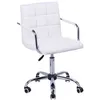 Image de Chaise de bureau fauteuil manager pivotant hauteur réglable revêtement synthétique capitonné blanc