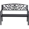 Image de Banc de jardin terrasse en acier fonte noir 3 places 127 x 60 x 87 cm charge max 220 Kg