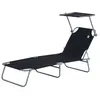 Image de Bain de soleil Outsunny L. 187 cm noir en metal H. 36 cm non empilable pliable