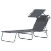 Image de Bain de soleil Outsunny gris en metal L. 187 cm H. 36 cm non empilable pliable
