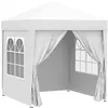Image de Tonnelle de jardin tente pliante barnum pop-up 2 x 2 m 4 parois latérales amovibles 2 fenêtres sac de transport blanc