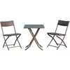 Image de Ensemble meubles de jardin design table carré et chaises pliables résine tressée imitation rotin marron