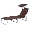 Image de Bain de soleil Outsunny en metal L. 187 cm H. 36 cm marron pliable