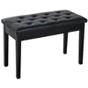 Image de Banquette tabouret siège pour piano avec coffre de rangement pied bois caoutchouc assise capitonnée revêtement synthétique noir