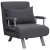 Image de Fauteuil chauffeuse canapé-lit convertible 1 place déhoussable grand confort coussin pieds accoudoirs métal suède gris