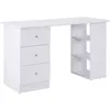 Image de Bureau informatique multimédia multi-rangements 3 tiroirs 2 étagères 120L x 49l x 72H cm blanc
