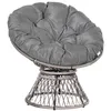 Image de Fauteuil rond de jardin fauteuil papasan pivotant grand confort Ø 97 x 86H cm grand coussin fourni polyester résine tressée gris