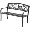 Image de Banc 3 places de jardin terrasse style rural chic 127L x 60l x 85H cm métal époxy anticorrosion noir