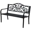 Image de Banc 3 places de jardin terrasse style cosy chic 127L x 60l x 89H cm métal époxy anticorrosion noir
