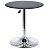 Image de Table de bar table bistro chic style contemporain table ronde hauteur réglable 67-93 cm Ø 63 cm plateau pivotant 360° métal chromé PVC noir