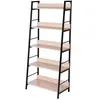 Image de Étagère bibliothèque style industriel incliné 5 niveaux 70L x 35l x 150H cm coloris chêne clair noir