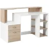 Image de HOMCOM Bureau Informatique multimédia Design Multi-rangements 137 L x 55 l x 92 H cm chêne Blanc